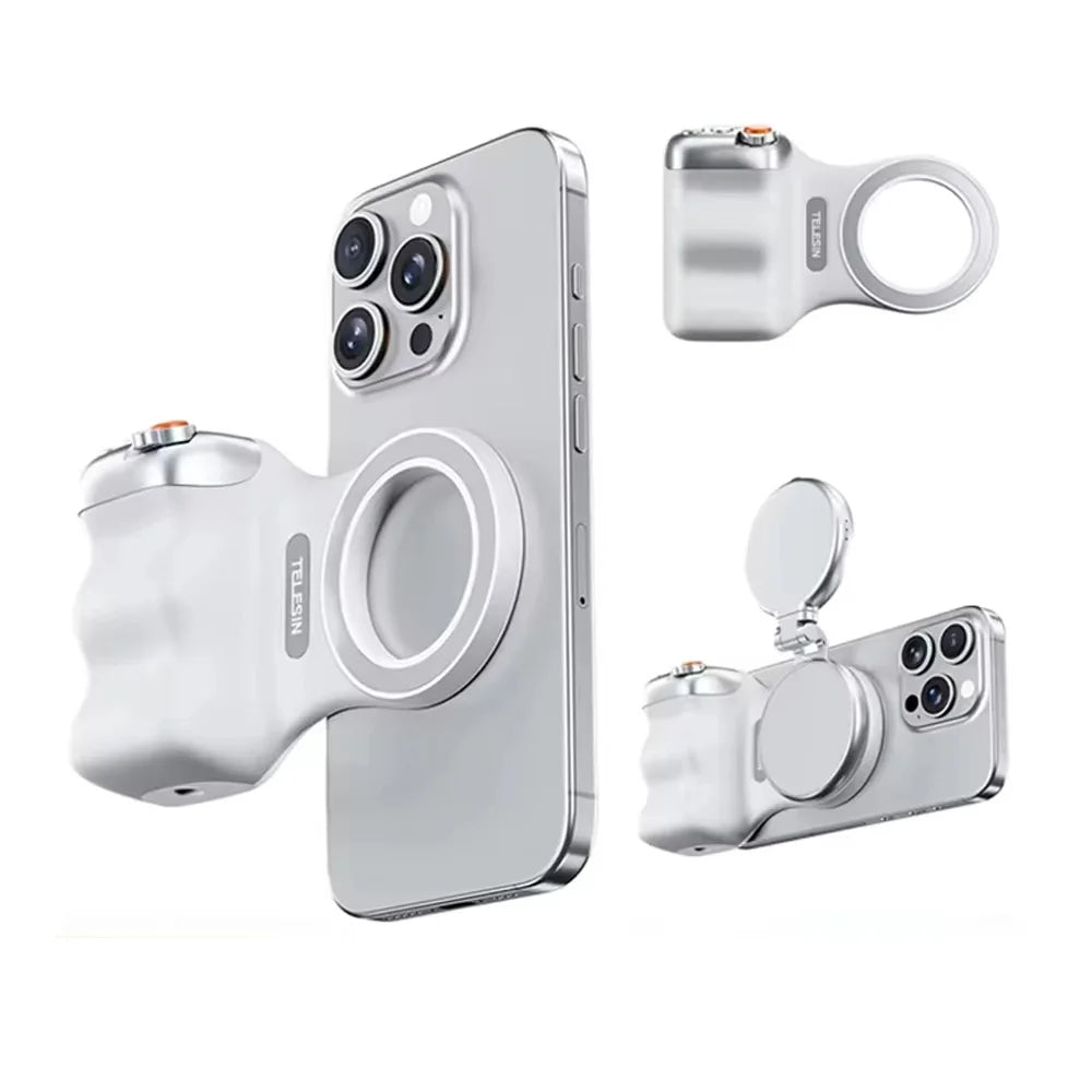 TELESIN Magnetic Phone Camera Shoot Hand Grip Phone Holder Shooting Aid Remote Control Handle for Iphone HUAWEI SAMSUNG Phone