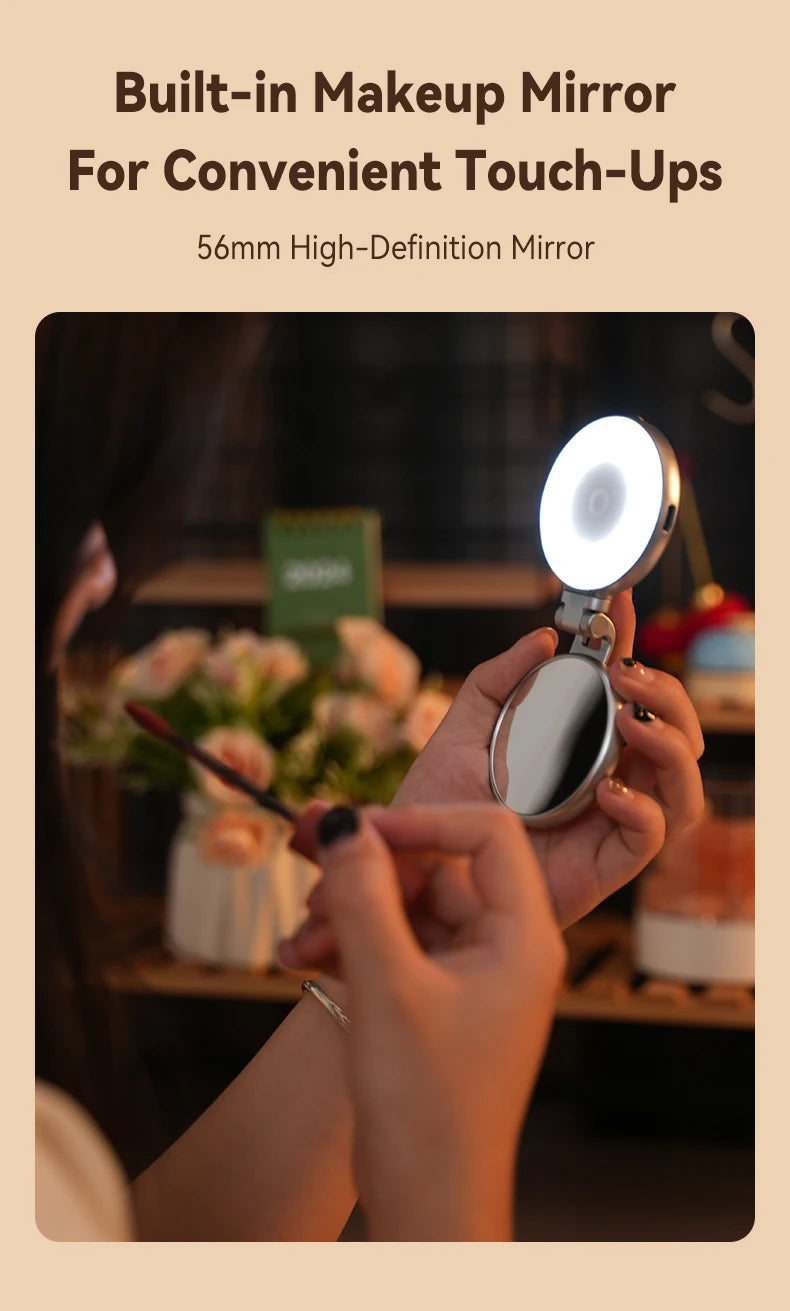 TELESIN Magnetic Fill Light Mini Selfie Light 3-Mode Adjustable Brightness Compatible iPhone X for Xiaomi for Huawei for Samsung