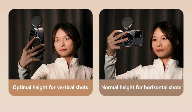 TELESIN Magnetic Fill Light Mini Selfie Light 3-Mode Adjustable Brightness Compatible iPhone X for Xiaomi for Huawei for Samsung