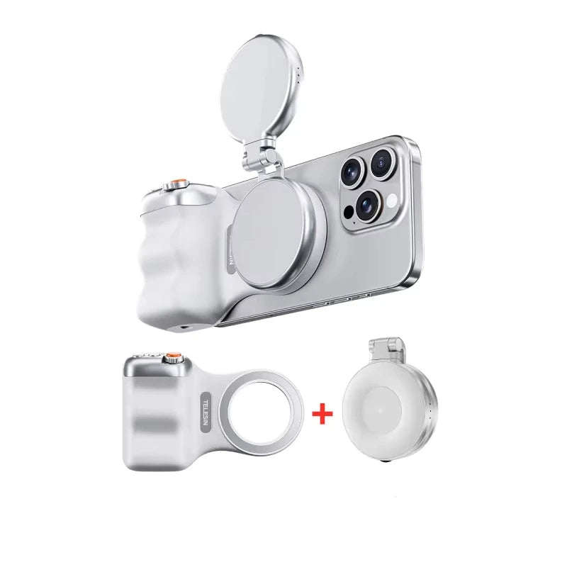 TELESIN Magnetic Fill Light Mini Selfie Light 3-Mode Adjustable Brightness Compatible iPhone X for Xiaomi for Huawei for Samsung