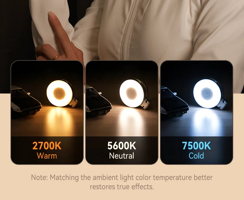 TELESIN Magnetic Fill Light Mini Selfie Light 3-Mode Adjustable Brightness Compatible iPhone X for Xiaomi for Huawei for Samsung